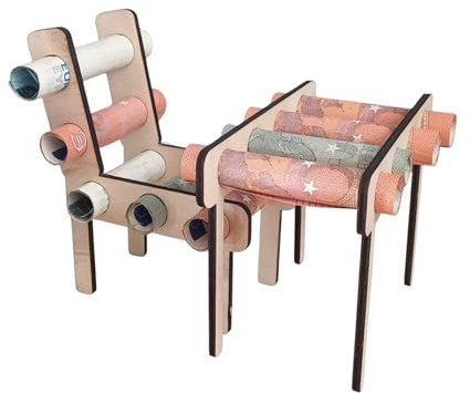 Dekorativer Holz-Geschenktisch mit Stuhl für Geldgeschenke, 3mm Stärke, Verschiedene Anlässe, Geburtstag, Rente