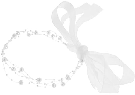 BESPORTBLE Bandeau De Perles -tête En Perles Et Dentelle De Cou En Superposées Bandeau De Mariée Bandeaux De Cheveux Pour Les Mariées Collier De Blanche Plastique