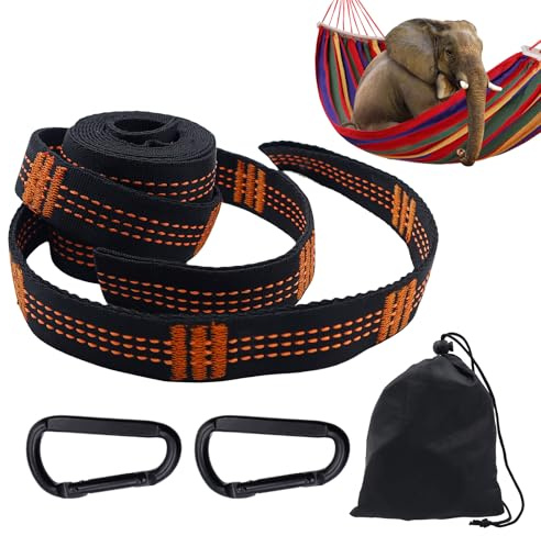 INNAL 2 Stück Hängematte Befestigungs-Set,3m*2.5cm Hängematten Aufhängung Gurte+2Hakenkarabinern,Stabhängematte Schaukel Befestigung,Aufhängeset Baum Riemen für Camping Outdoor Wandern