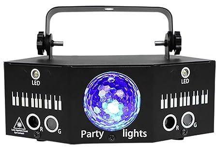 Luci da Palcoscenico, DJ Disco Party Dual Red Green Patterns Proiettore di luci LED Magic Ball RGBW Strobe for effetti di scena di nozze for le vacanze di Natale