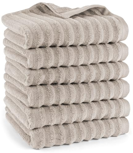 Pure Label Handtuch 6-TLG. 6x50x100cm 100% Baumwolle Oeko-TEX weich, Taupe | Spürbar weich, saugstark und ideal für Bad, Gäste und täglichen Komfort