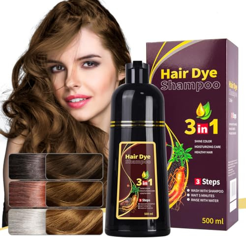 3 In 1 Shampoo Colorante Istantaneo Per Capelli Neri, Tintura Rapida E Di Lunga Durata, Shampoo Colorante Per Capelli Facile Da 500 Ml Per Uomini E Donne (Chestnut Brown)