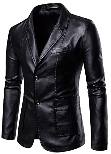 Chaqueta de piel para hombre, otoño e invierno, blazer para hombre, solapa de piel sintética, abrigos de moto, chaqueta con botones, chaqueta deportiva, chaqueta festiva, chaqueta de cuero, abrigo de