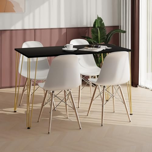 AKKE Esstisch Küchentisch - Tisch Für Küche Esszimmer - 90x60 - Höhe 73 cm - Goldene Tischbeine aus Metall -Schwarz Hairpin