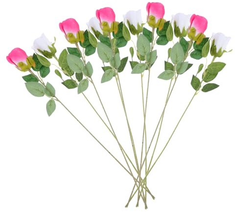 Sosoport 10pezzi Artificiali Realistiche Con Steli Bouquet Fiori Artificiali Rosa Fiori Per Decorazioni Interne Matrimoni e Feste Bassa Manutenzione