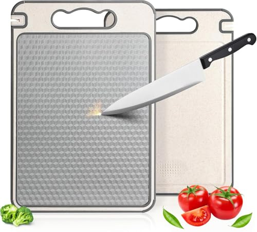 1PC Tabla de cortar de acero inoxidable – Doble Cara (Acero+PP) - patron diamante, Grande y Duradera - Ideal para Carne, Pan, Verduras y Frutas