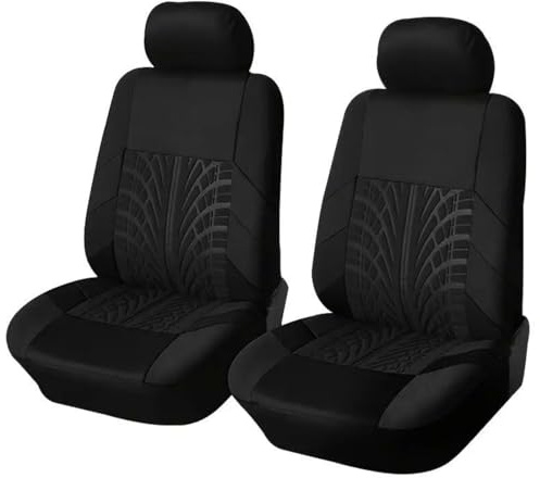 beijieaiguo Universal Car Seat Cover Set – 2X Front Seat Covers für Fahrersitz und Beifahrersitz, Atmungsaktiv, Komfortabel, 3D-Design, Langlebig und Pflegeleicht, Ganzjähriger Schutz (Schwarz)