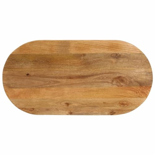 QUAHEAS Tischplatte 110x50x2,5 cm Oval Massivholz Mango, robuste Schreibtischplatte, Esstischplatte aus tropischem Hartholz, vielseitig einsetzbar, Eichen-Optik
