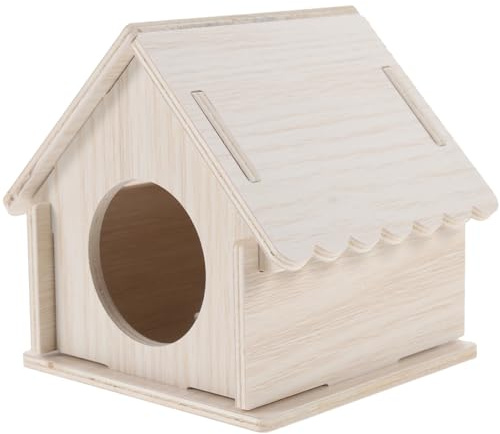 SHINEOFI Maison Bois pour Petits Animaux Cachette Sécurisée et Confortable pour Hamsters Cochons et Petits Rongeurs Cabane Ludique pour Cage Naturel pour Rongeurs