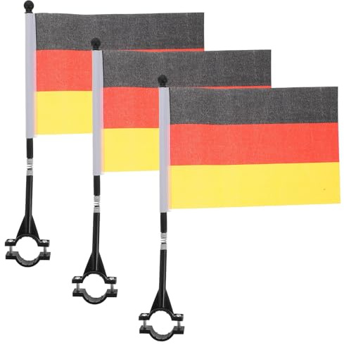 CIYODO 3 bandiere per bicicletta della Germania, durevoli e visibili, per manubrio della bicicletta, versatili, utilizzabili come bandiera decorativa di sicurezza
