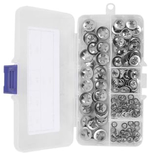Gutol 200-Piece 304 Stainless Steel Inner Tooth Quick-Release Star Discs – M2/M2.5/M3/M4/M5 Assortment Pressure Nuts for General Hardware Fastening