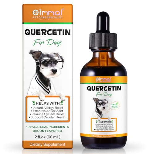 Quercetin for Dogs,Quercetin Liquid Drops for Itch and Immune,Skin & Coat Supplement,Quercetin Dog for All Breeds & Sizes Dogs, Bacon Flavor - 60ml