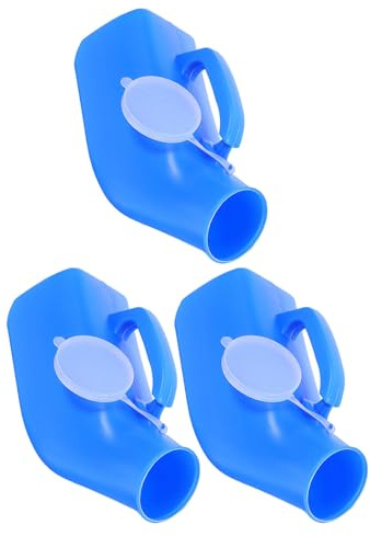 POPETPOP Lot de 3 Urinoirs Portables pour Hommes 1200ml en Plastique Bleu avec Poignée Ergonomique et Couvercle Anti-fuites, Réutilisables, pour Voiture, Voyages et Soins à Domicile