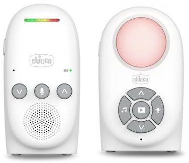 Chicco Digital babymonitor med DECT-teknik, säker och anti-störande anslutning, tvåvägskommunikation, 5 vaggvisor, energisparande VOX-läge och räckvidd