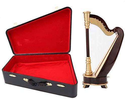 Modello in miniatura di arpa in legno da 25 cm, modello di strumento musicale, arpa in legno di tiglio fatta a mano con finitura liscia e scatola regalo per la decorazione della