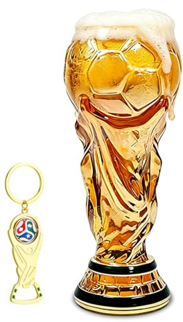 KUWUNG Jarra de Cerveza de Fútbol, 500 ml Trofeo de Cerveza para Fiestas con Abridor de Botellas en Forma de Trofeo para Cerveza, Cócteles, Bebidas y Fiestas de Fútbol