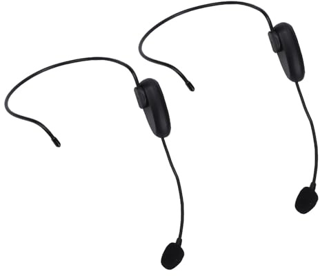 HUSHUI Microfonico con Cuffia Wireless 2.4G UHF Suono Chiaro per Insegnamento del Fitness e Guide Turistiche ABS 2 unità (1 a)