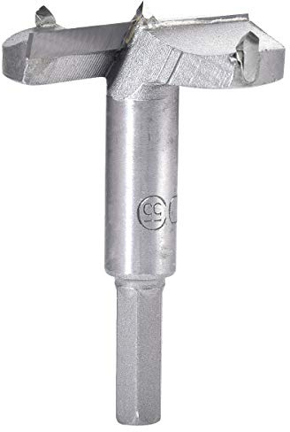 KATUR 55mm Forstner-Bohrer, Bohrer für Holzbearbeitung, Lochsäge für Scharniere, Hartmetallspitze, Rundschaftfräsen für Scharniere, Sperrholz, MDF, CNC-Werkzeug (55mm)