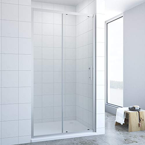 AQUABATOS® 120cm breit Duschtür Schiebetür mit Einfaches Rollen Befestigungssystem, Nischentür Nischenschiebetür Duschabtrennung Duschwand Glas Dusche aus 6mm ESG Echtglas Höhe 185cm