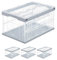 Relaxdays Boîte Pliable, Lot de 4, Couvercle, Caisse de Rangement Plastique Coffre Transport 60 litres 31,5 x 59,5 x 39,5 cm, Vert