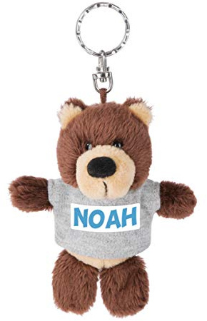 Nici 44691 - Portachiavi a Forma di Orso con Maglietta Noah, 10 cm, Colore: Marrone