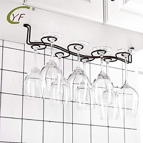 FLTRADE Weinglashalter Gläserhalter Weinglas Rack - Eisen Stielgläser Halter Unter Schrank,Retro Style 46cm Weinglashalterung mit Schrauben für Bar Küche Zuhause bis zu 8 Gläser,Oil Rubbed Bronze