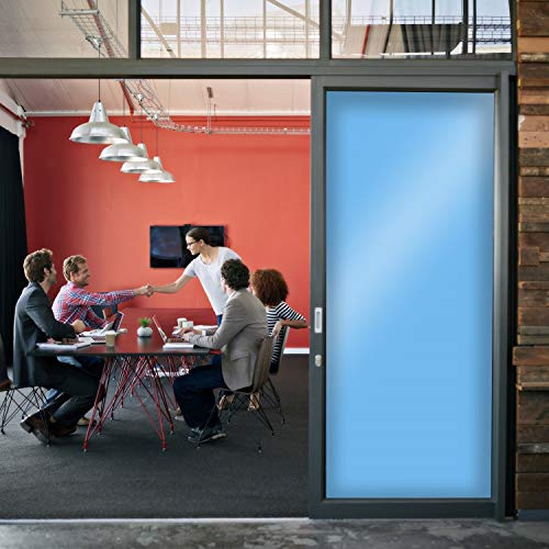 Película Autoadhesiva Opaca y Ocultadora para Ventana y Cristales, Anti Miradas del Exterior, Azul Cielo, Anchura 1,52 m, en Rollo