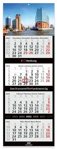 GEIGER-OFFICE -4-Monats-Wandkalender 2026 HAMBURG Großformat 33 x 90 cm mit attraktivem -Bildmotiv Hamburg