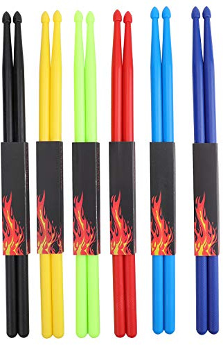 Suwimut 6 Pairs 5A Nylon Drumsticks, Exercise Plastic Drum Sticks, Lightweight and Durable Sticks for Drums, Musical Instrument Percussion Accessories