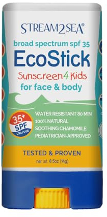 STREAM 2 SEA EcoStick SPF 35 Mineral Sunscreen Stick | Sweat & Water Resistant Sunblock | USDA Approved Biodegradable & Reef Safe Sunscreen Protection(EcoStick Kids)