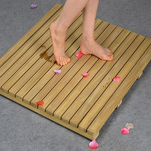 Caillebotis de Douche de Qualité Supérieure,Tapis de Bain de Douche,Tapis Antidérapant,Tapis de Bain en Bois Massif Naturel,Caillebotis de Douche Bois,pour Receveur de Douche (30x30cm/11.8x11.8in)