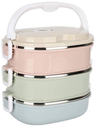 Ejoyous Isolierte Lunchbox, Tragbare Edelstahl-Box Stapelbare Auslaufsichere Lunchbox für Warme Speisen Boxen Schüssel Lebensmittelbehälter Büro Arbeit Zuhause