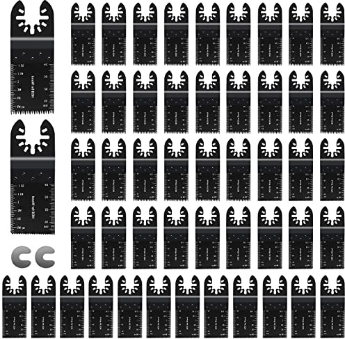 50 Pack Oscillating Saw Blades, CONNOO Oscillating Tool Blades, Multitool Blades Carbide for Wood Metal Plastics Quick Release Multi Tool Blades Kits for Dewalt, Makita, Ryobi, Rockwell