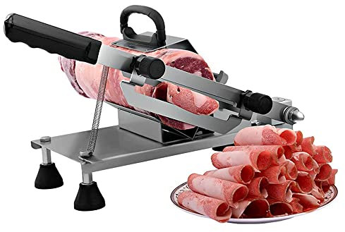 CAJOLI Manuelle Schneidemaschine, 0.3-25Mm Einstellbare Dicke, Schafe Und Rinder Gefrorenes Fleisch Häcksler, Haushaltsgemüse Häcksler