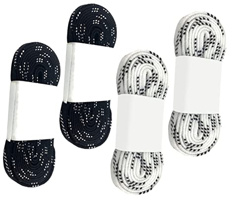 VANZACK 2 Paar Schlittschuhe Schnürsenkel Aus Verschleißfestem Polyester Flache Hockey Sport Schnürsenkel in Schwarz Und Weiß Langlebig Für Eishockey Und Skischuhe