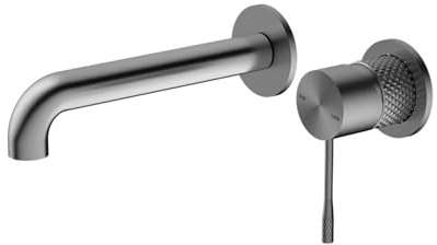 Waschtischarmatur Unterputz aus Massiv Messing ICONIC Einhebelmischer inkl. Grundkörper, Armatur Waschbecken Wandmontage, Badarmatur wassersparend (Gunmetal)