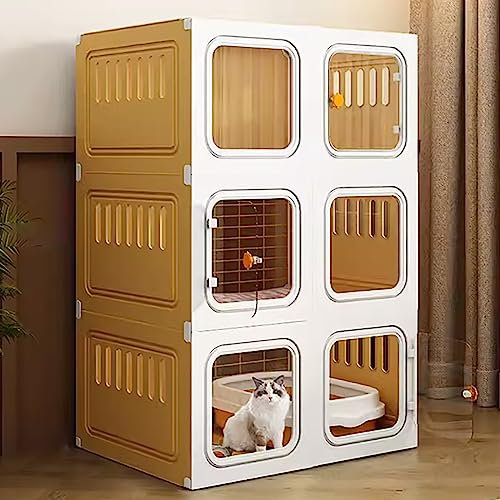 Kleintierkäfig mit Katzenkäfig Innen, Katzenleiter, Kratzbaum und Katzenbett - Ideal für Kätzchen, Welpen, Meerschweinchen, Kaninchen, Chinchillas, Frettchen - Großer Trainingsplatz für 1-2 Katzen
