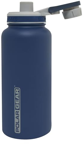 Polar Gear Stainless Steel Water Bottle 1L - Double Wall Vacuum Insulated Water Bottles with Dust Cover Screw Cap, Leakproof Metal Water Bottle, BPA Free Drinking Bottle with Carry Handle (Indigo)