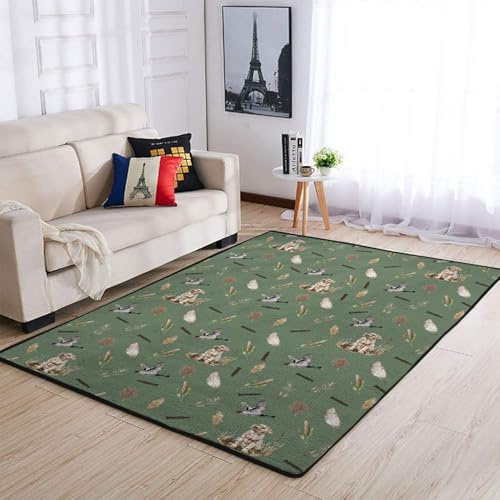 Wild Duck Hunting Hunter Area Rugs Mallard Duck Reeds Feathers Throw Carpets Wild Animal Floor Mats for Kids Toddler Nursery Bedroom Bathroom Living Room Kitchen Home Decor Playmat