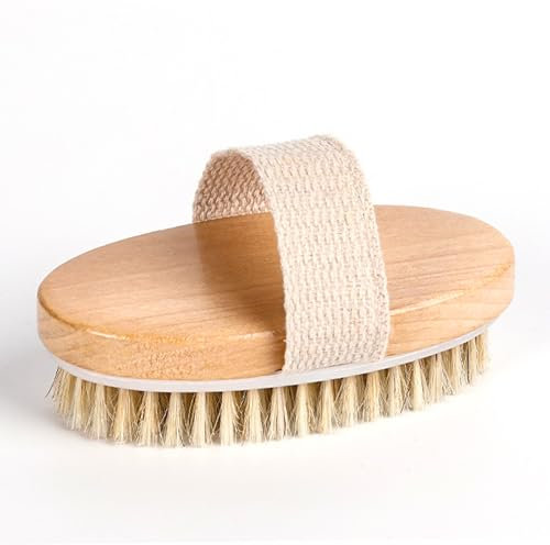 Spazzola Corpo a Secco Setole Naturali, Spazzola Dry Brushing Corpo per Massaggio Anticellulite e Tonificante, Uso Domestico e in Viaggio,1 pz