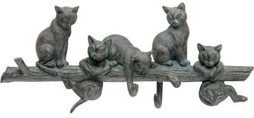 Kare Design Wandgarderobe Cats Life, Grau, Garderobeleiste, mit 5 Haken, Katzen Motiv, Flur, Eingangsbereich, 18x42x7 cm (H/B/T)