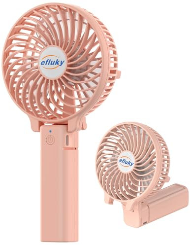 efluky Handventilator, Tragbarer Mini Ventilator, Faltbarer USB-Ventilator Wiederaufladbar, Kleiner Taschenventilator Mit 3 Geschwindigkeitsstufen, Handventilator für Outdoor Reisen