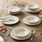 Geneviève Lethu - Vajilla de porcelana blanca 18 piezas, 6 personas, platos planos, hondos y de postre, decoración embutida Calais Caudry