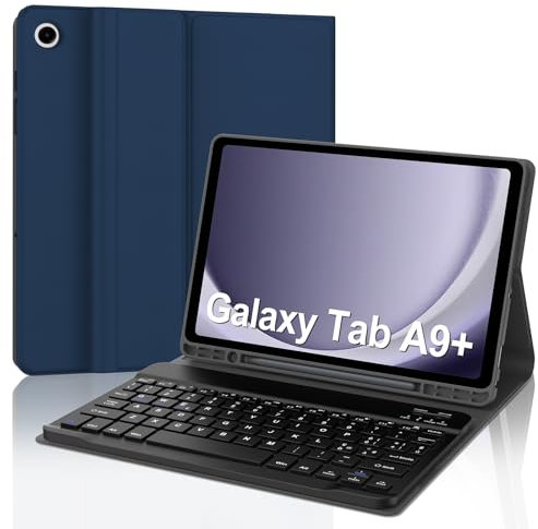 SENGBIRCH Teclado para Samsung Galaxy Tab A9 Plus 11 Pulgadas, Funda con Teclado Bluetooth Español Ñ para Tablet Samsung Galaxy Tab A9+ 2023 11 Pulgadas (SM-X210/ X216/ X218), Azul Oscuro