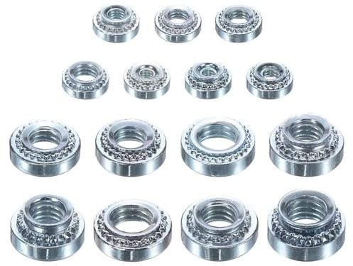 sourcing map 240 tuercas autoadhesivas M2 M2.5 M3 M4 M5 de acero al carbono chapado en zinc, tuercas de remache de presión para la industria de la construcción