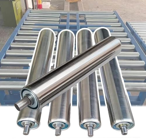 Edelstahl-Rollen-Set mit 5 Ersatz-Riemenscheiben, industrielle Riemenrollen in verschiedenen Größen (10,2 cm, 101,6 cm) für den Werksgebrauch, robustes Rollenbahnsystem, Durchmesser 50 mm