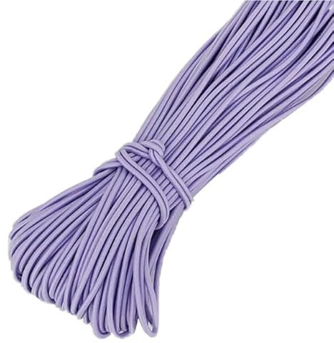 Cordón elástico redondo colorido de 2 mm, banda elástica color morado claro para accesorios de costura, manualidades, uso doméstico, línea de goma duradera y versátil