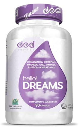 hello! DREAMS Pastillas para Dormir Mejor con Melatonina 1,8 mg,Oxitriptan (5-HTP), Ashwagandha KSM-66®, Magnesio, GABA y Vitaminas B6 y B12 – 90 Cápsulas – Complemento Alimenticio DOD Essentials