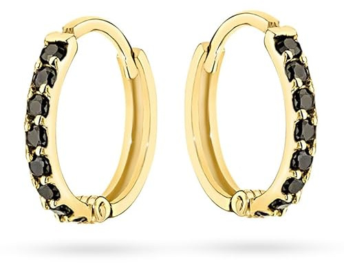MARKO Echtgold Creolen Ohrringe 8 Karat Gelbgold 10mm mit Zirkonia Steinen – Wasserfest, Flacher Rücken, Eleganter Gold Schmuck
