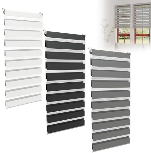 Froadp Doppelrollo Klemmfix ohne Bohren|B80 x H150 cm|Weiß|Duo Rollos für Fenster|Klemmrollo Fensterrollo Lichtdurchlässig & Verdunkelnd für Büro Wohnzimmer Küche Badezimmer